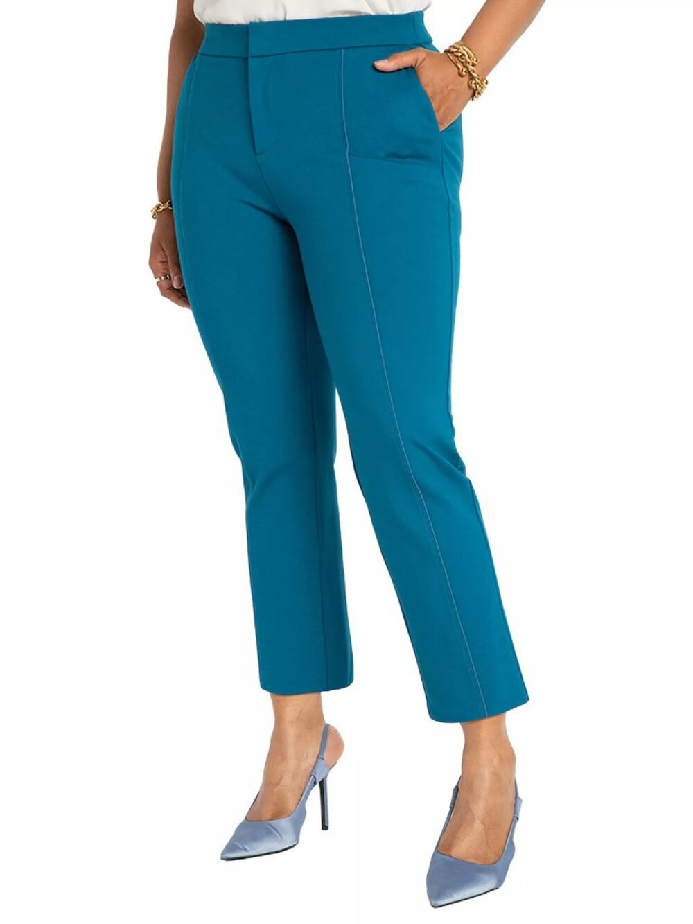 ELOQUII The Ultimate Stretch Slim Leg Pant in Moroccan Blue - Size 14
